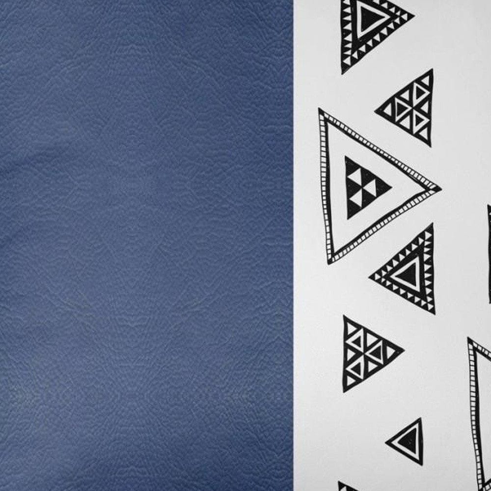 Navy Triangular Motifs Faux Leather Throw Pillow - Homeroots