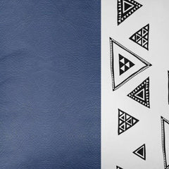 Navy Triangular Motifs Faux Leather Throw Pillow - Homeroots