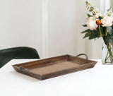 19" Brown Aluminum Indoor Outdoor Tray With Handles - Homeroots