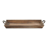 19" Brown Aluminum Indoor Outdoor Tray With Handles - Homeroots