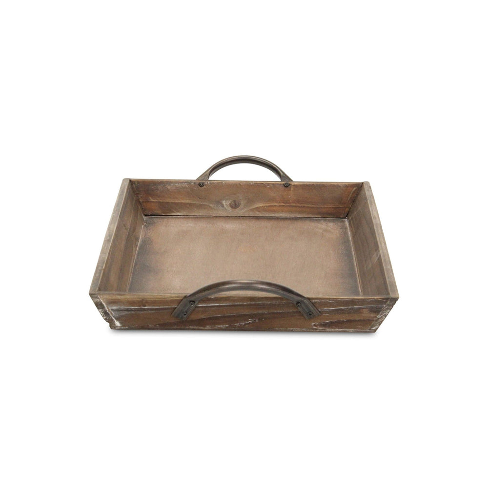 19" Brown Aluminum Indoor Outdoor Tray With Handles - Homeroots - Flyclothing LLC
