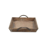 19" Brown Aluminum Indoor Outdoor Tray With Handles - Homeroots - Flyclothing LLC