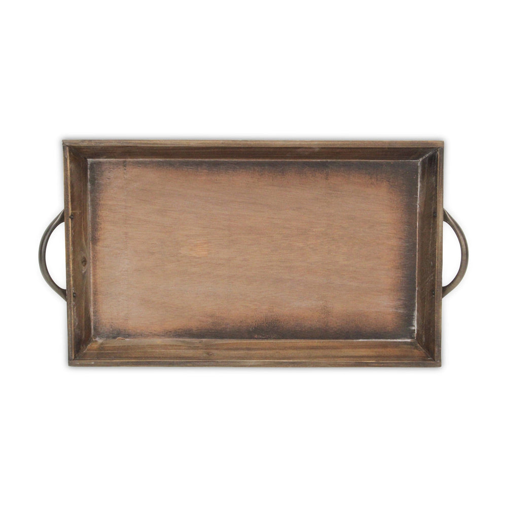 19" Brown Aluminum Indoor Outdoor Tray With Handles - Homeroots - Flyclothing LLC