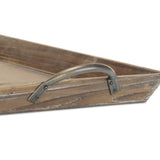 19" Brown Aluminum Indoor Outdoor Tray With Handles - Homeroots - Flyclothing LLC