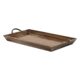 19" Brown Aluminum Indoor Outdoor Tray With Handles - Homeroots - Flyclothing LLC