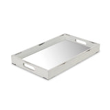 16" White Wood Indoor Outdoor Serving Tray With Handles - Homeroots
