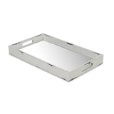16" White Wood Indoor Outdoor Serving Tray With Handles - Homeroots