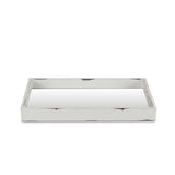16" White Wood Indoor Outdoor Serving Tray With Handles - Homeroots