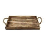 Brown Wooden Tray with Rope Handles - Homeroots