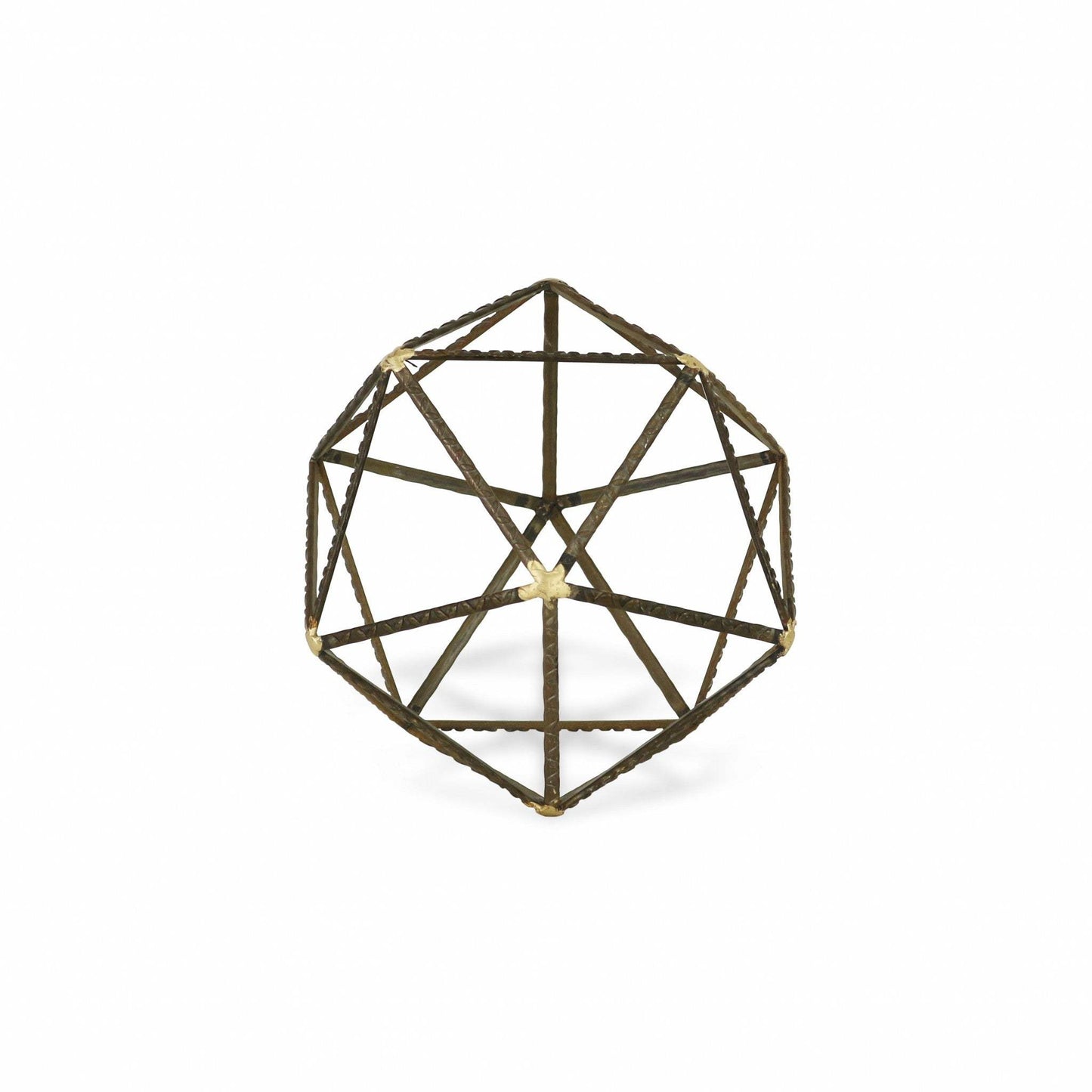 8" Brown and Gold Metal Hand Painted Geometric Orb Tabletop Sculpture - Homeroots - Flyclothing LLC