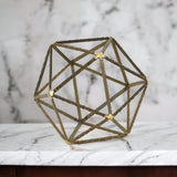 8" Brown and Gold Metal Hand Painted Geometric Orb Tabletop Sculpture - Homeroots - Flyclothing LLC