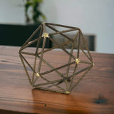 8" Brown and Gold Metal Hand Painted Geometric Orb Tabletop Sculpture - Homeroots - Flyclothing LLC