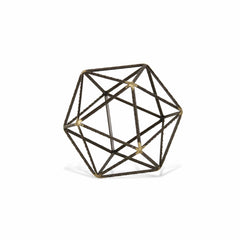 6" Brown and Gold Metal Hand Painted Geometric Orb Tabletop Sculpture - Homeroots