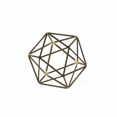 6" Brown and Gold Metal Hand Painted Geometric Orb Tabletop Sculpture - Homeroots
