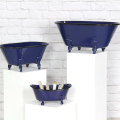 Navy Blue Metal Bath Tub Sculpture - Homeroots