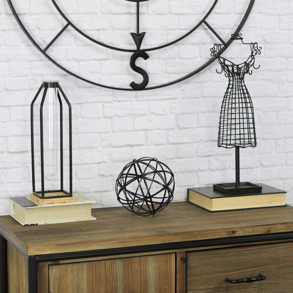 6" Black Murano Glass Hand Painted Tabletop Sculpture - Homeroots