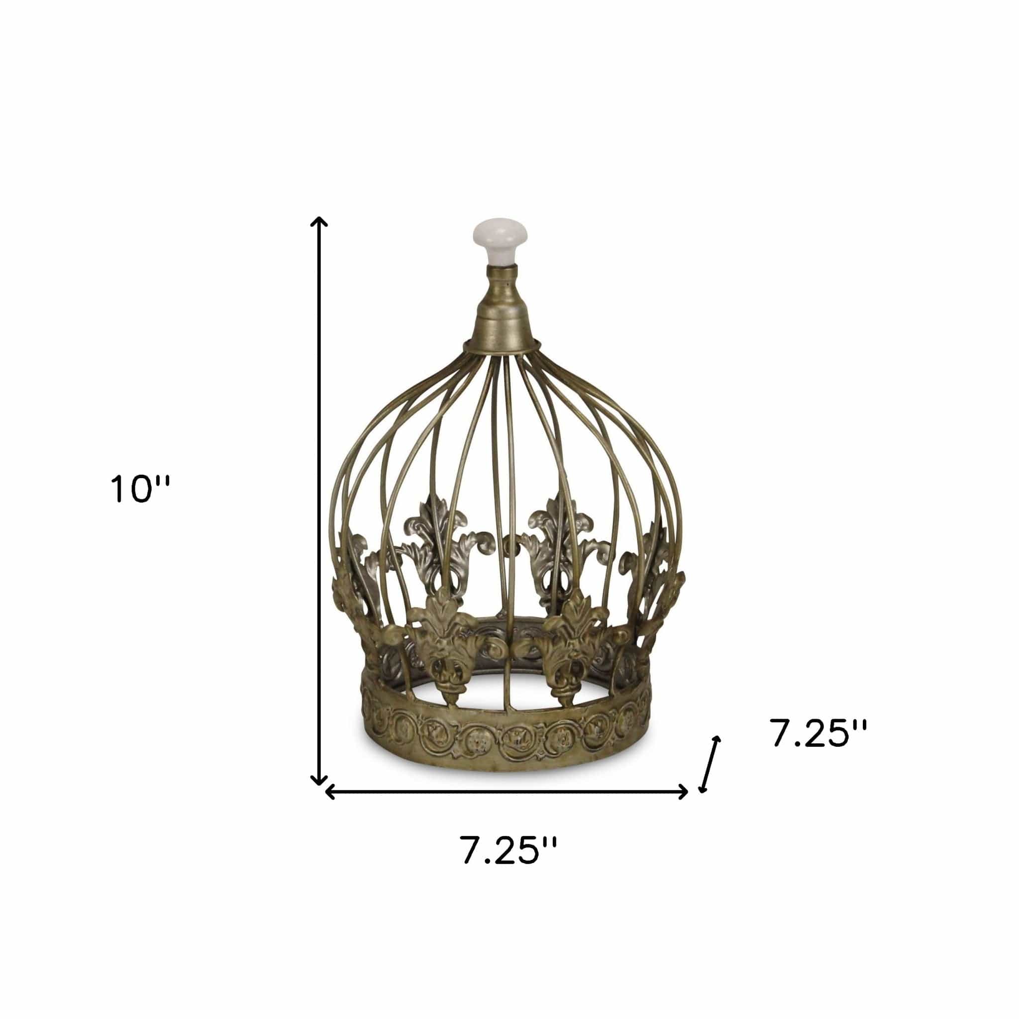 10" Bronze Metal Hand Painted Decorative Crown - Homeroots - Flyclothing LLC