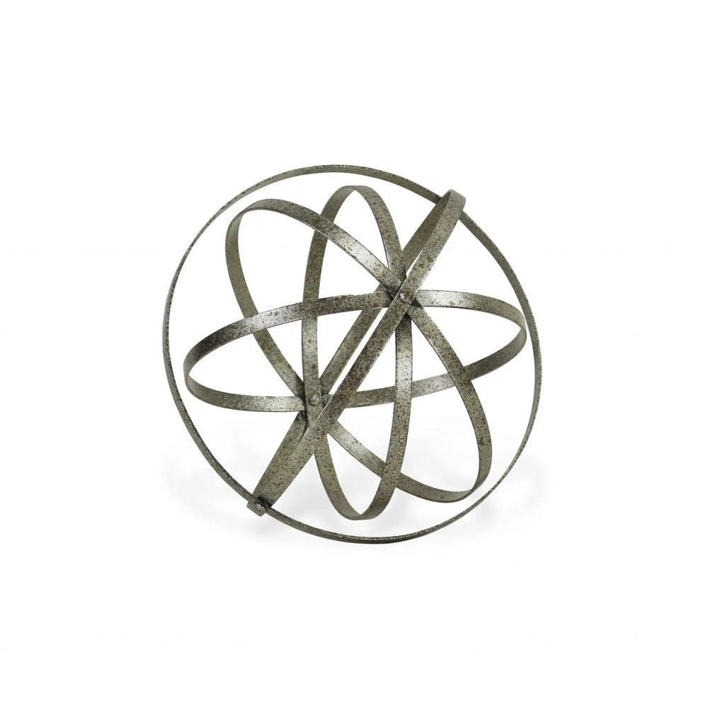10" Speckled Gray Metal Orb Decorative Sculpture - Homeroots