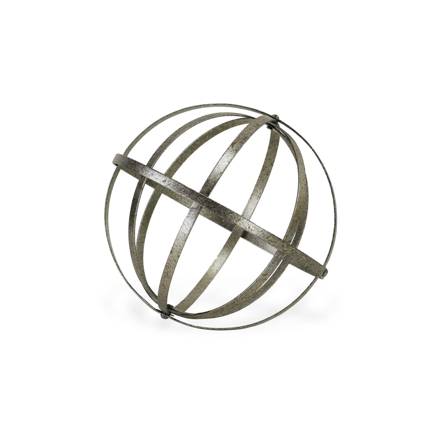 10" Speckled Gray Metal Orb Decorative Sculpture - Homeroots - Flyclothing LLC