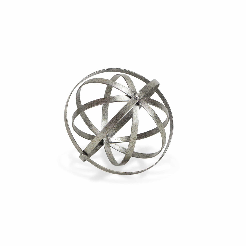8" Speckled Gray Metal Orb Decorative Tabletop Sculpture - Homeroots
