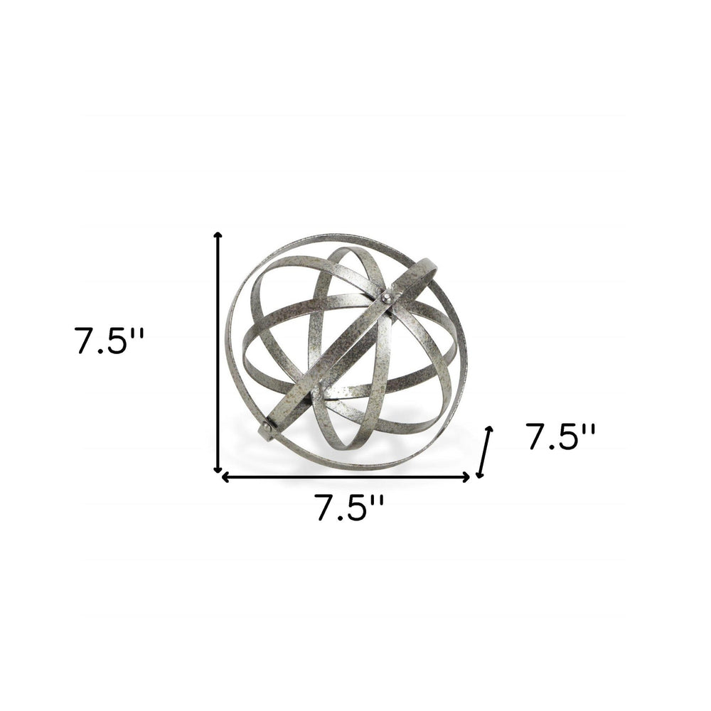 8" Speckled Gray Metal Orb Decorative Tabletop Sculpture - Homeroots - Flyclothing LLC