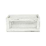 Set of Two Rustic Whitewash Chicken Wire Sides Wooden Crates - Homeroots