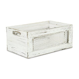 Set of Two Rustic Whitewash Chicken Wire Sides Wooden Crates - Homeroots
