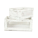 Set of Two Rustic Whitewash Chicken Wire Sides Wooden Crates - Homeroots - Flyclothing LLC