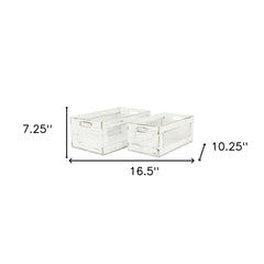 Set of Two Rustic Whitewash Chicken Wire Sides Wooden Crates - Homeroots