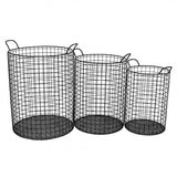 Set of Three Metal Wire Storage Baskets - Homeroots