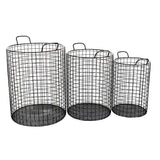 Set of Three Metal Wire Storage Baskets - Homeroots