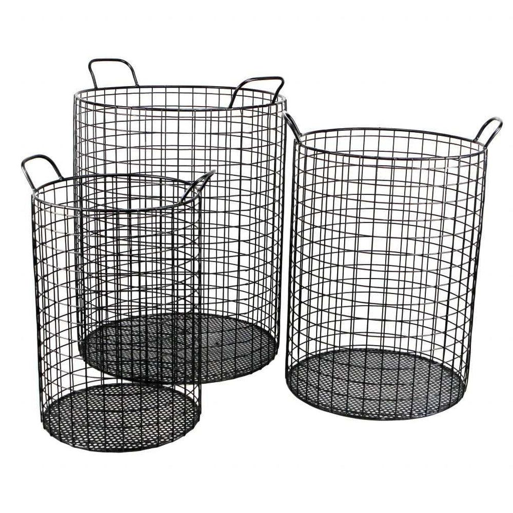 Set of Three Metal Wire Storage Baskets - Homeroots - Flyclothing LLC
