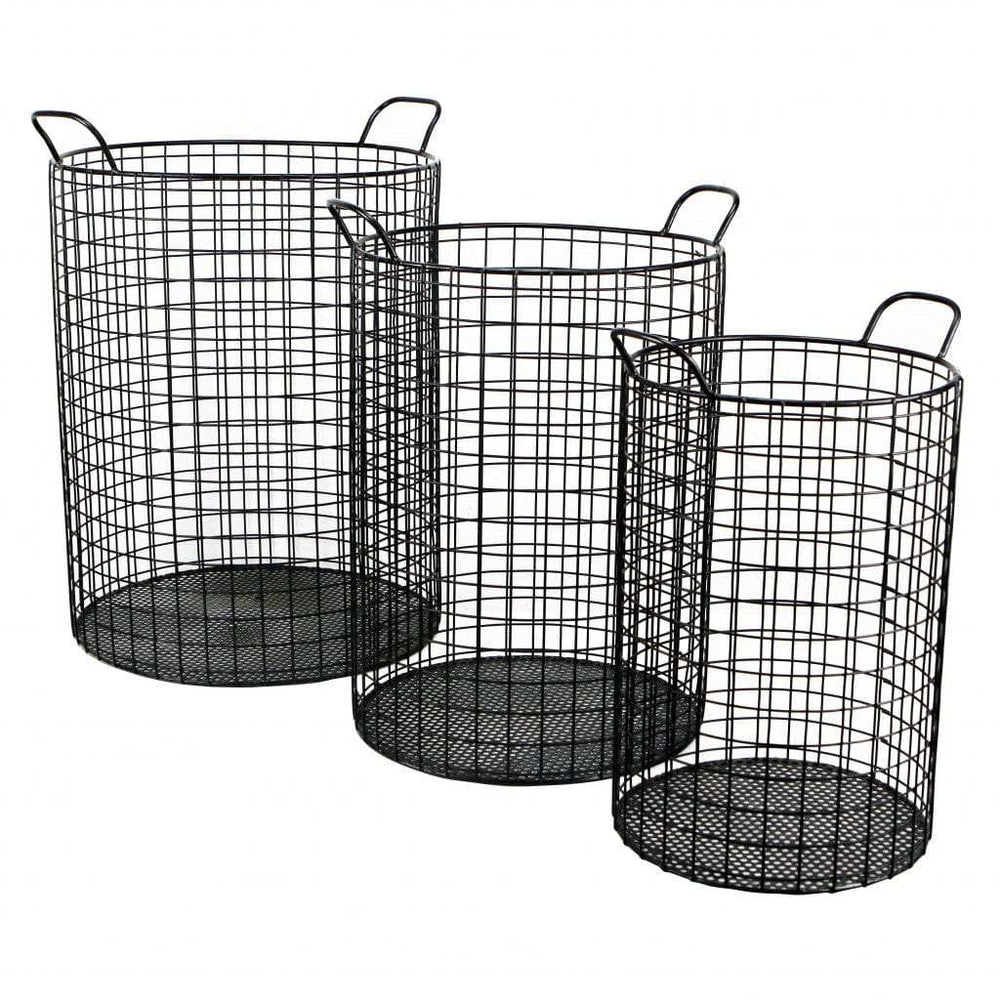 Set of Three Metal Wire Storage Baskets - Homeroots - Flyclothing LLC