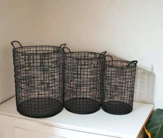 Set of Three Metal Wire Storage Baskets - Homeroots - Flyclothing LLC