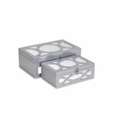 Set of Two Silver Oval Scroll Mirror Jewelry Storage Boxes - Homeroots - Flyclothing LLC