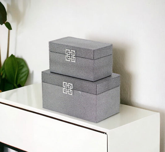 Set of Two Gray Wooden Boxes - Homeroots