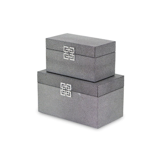 Set of Two Gray Wooden Boxes - Homeroots