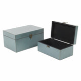 Set of Two Pale Blue Wooden Storage Boxes - Homeroots