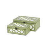 Set of Green Quatrefoil Mirror Jewelry Storage Boxes - Homeroots