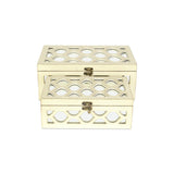 Set of White Quatrefoil Mirror Jewelry Storage Boxes - Homeroots