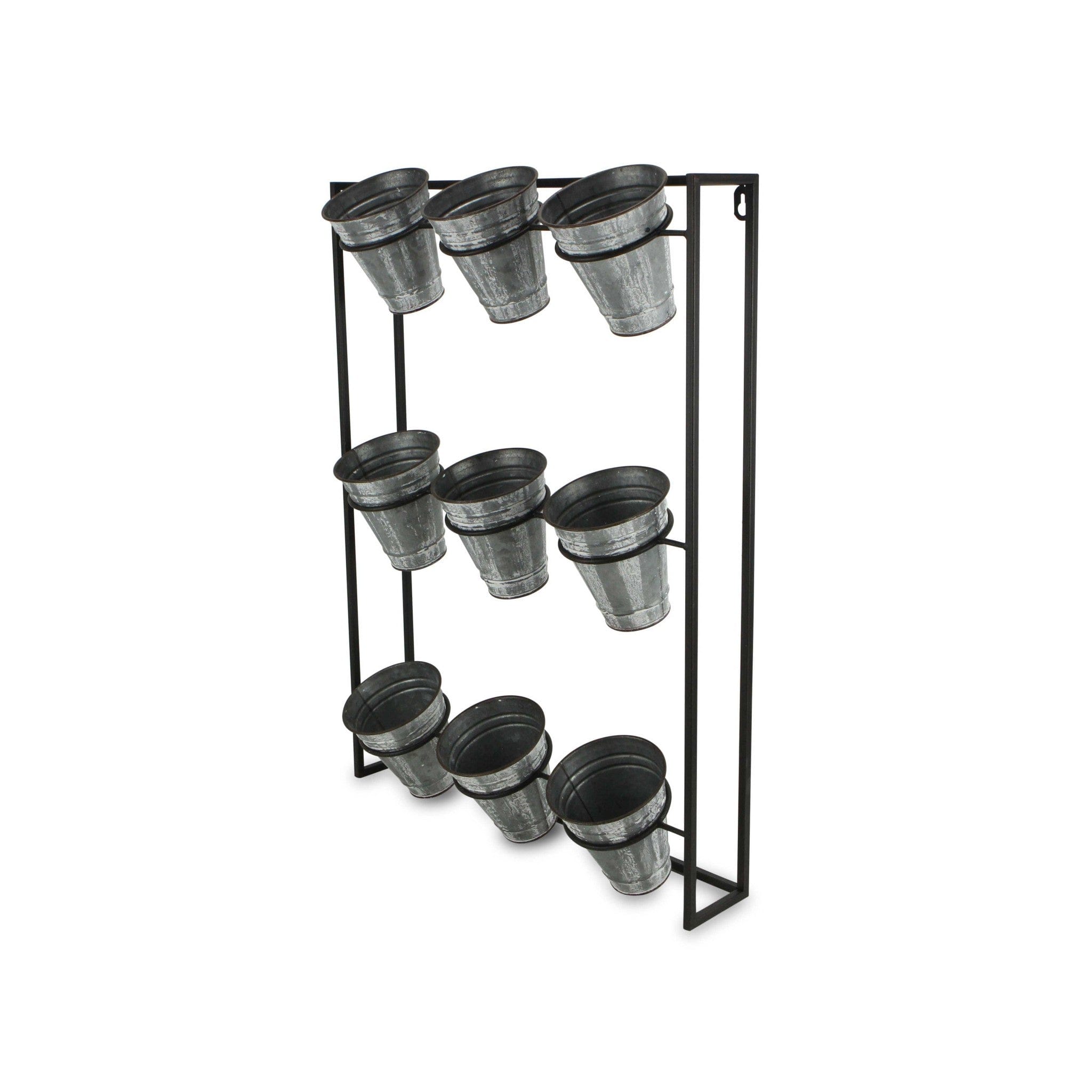 Nine Pot Metal Framed Wall Planter - Homeroots