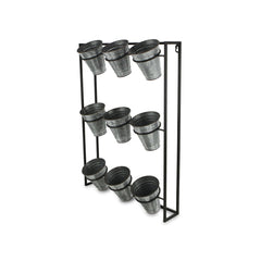 Nine Pot Metal Framed Wall Planter - Homeroots