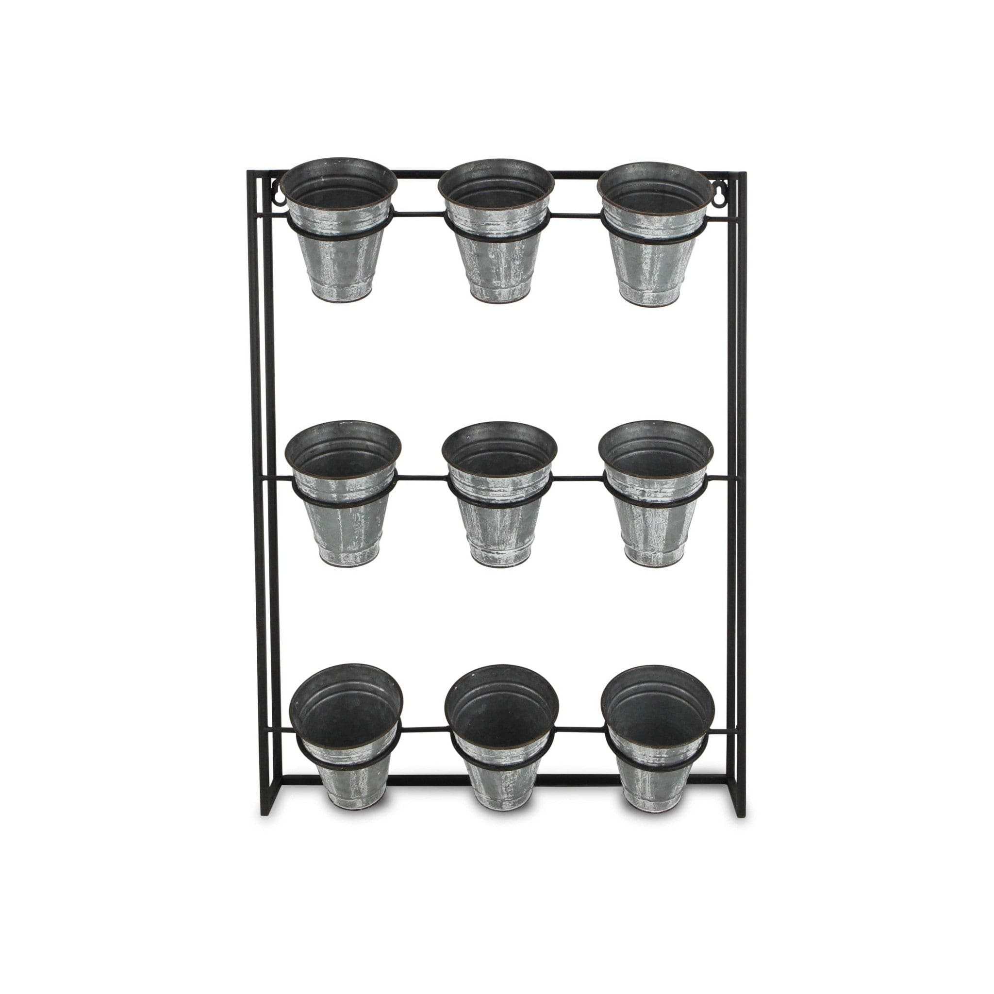 Nine Pot Metal Framed Wall Planter - Homeroots