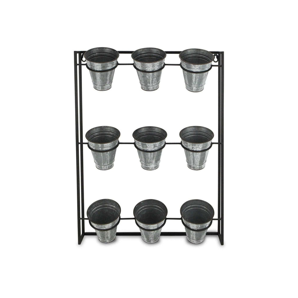 Nine Pot Metal Framed Wall Planter - Homeroots - Flyclothing LLC