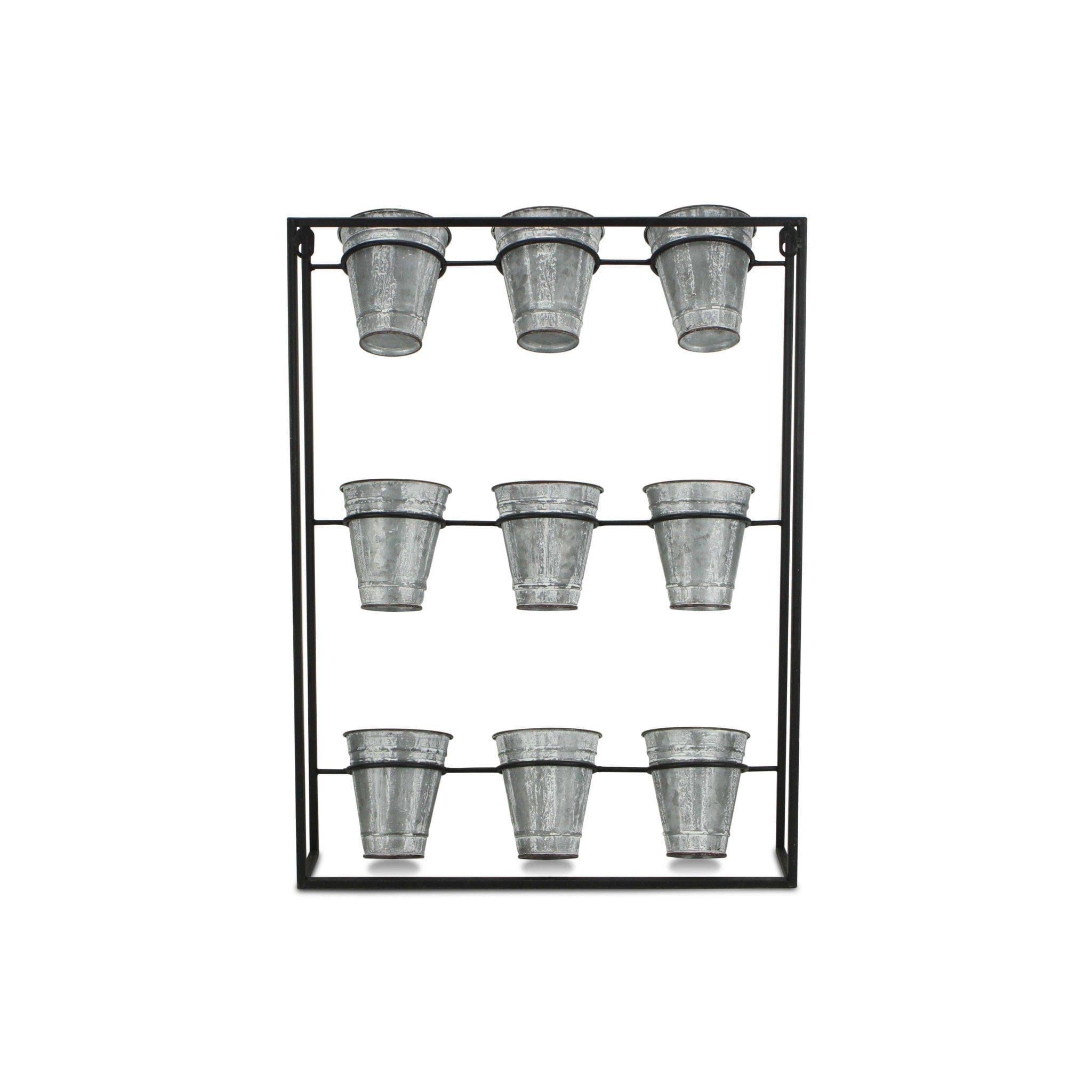 Nine Pot Metal Framed Wall Planter - Homeroots