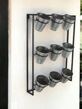 Nine Pot Metal Framed Wall Planter - Homeroots