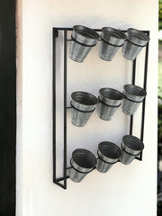 Nine Pot Metal Framed Wall Planter - Homeroots