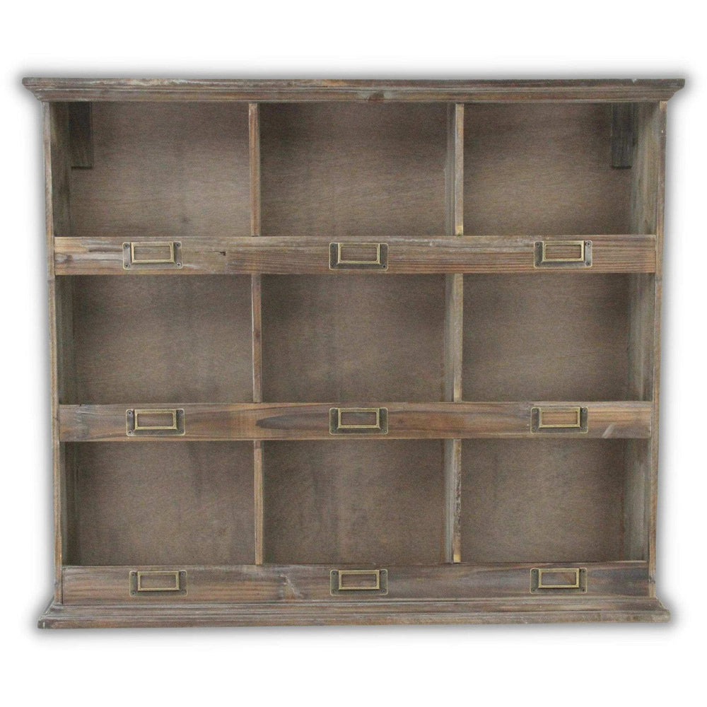 Rustic Nine Slot Wooden Open Wall Cabinet - Homeroots - Flyclothing LLC