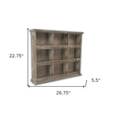 Rustic Nine Slot Wooden Open Wall Cabinet - Homeroots - Flyclothing LLC