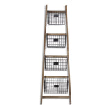 Wooden Ladder Storage Piece with 4 Baskets - Homeroots